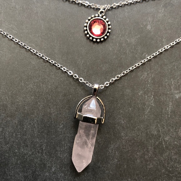 3/$25⚡️rose quarts bead multilayer boho necklace - Picture 4 of 5